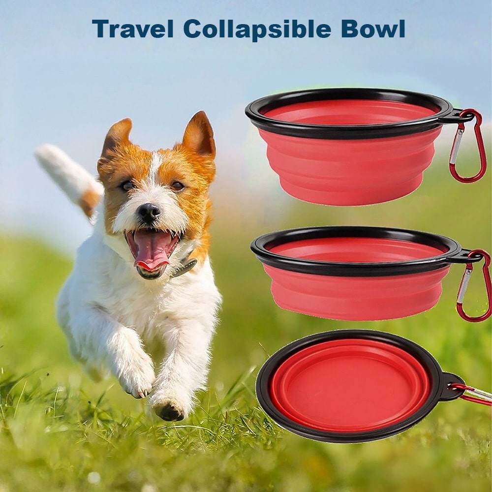 Red Silicone Collapsible Travel Bowl