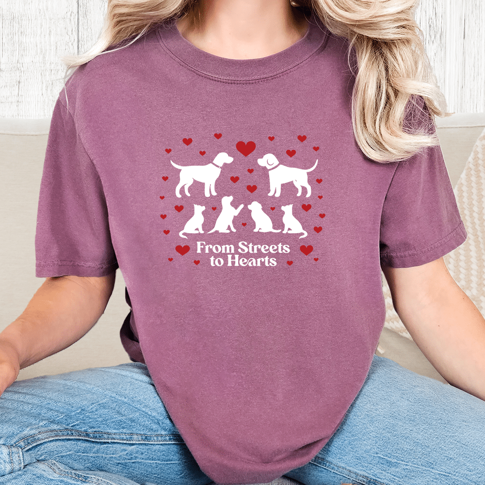 Comfort Colors From Streets To Hearts Vintage Washed Tee - Berry