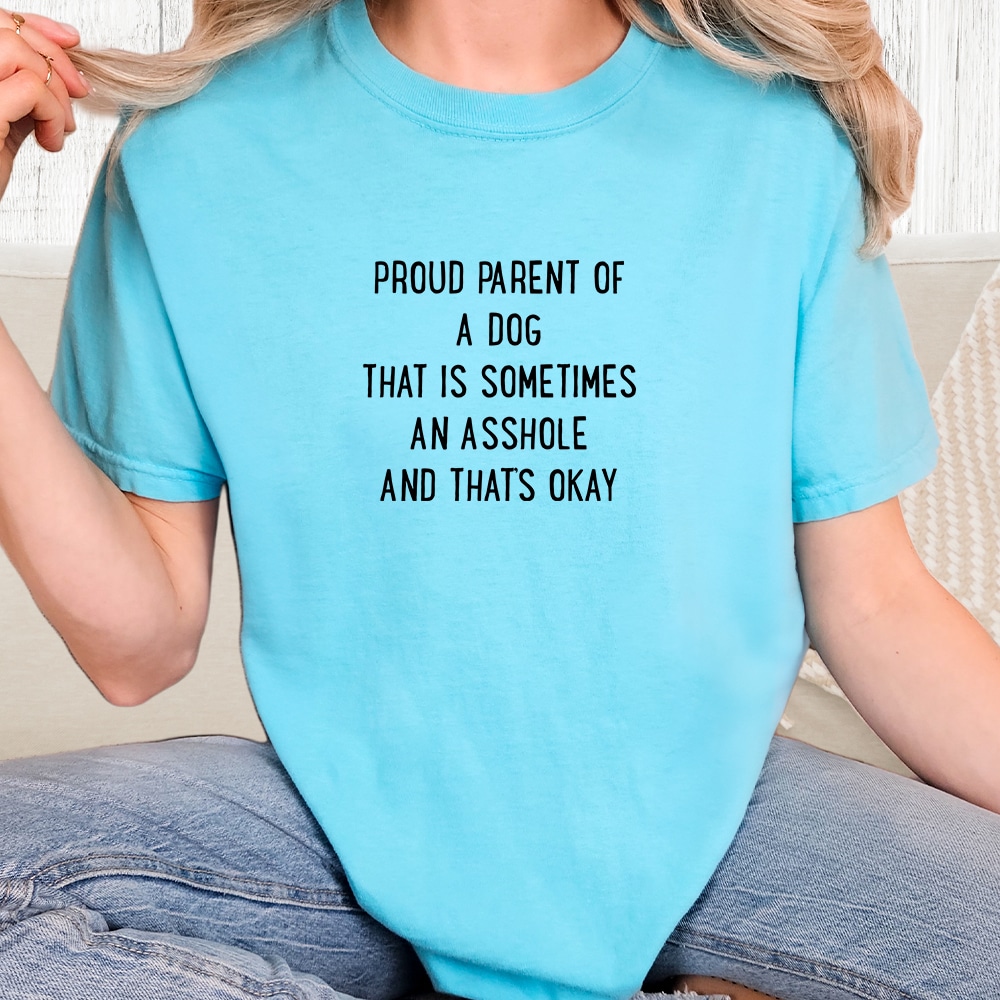 Comfort Colors Proud Parent Of A Dog Vintage Washed Tee - Blue Lagoon