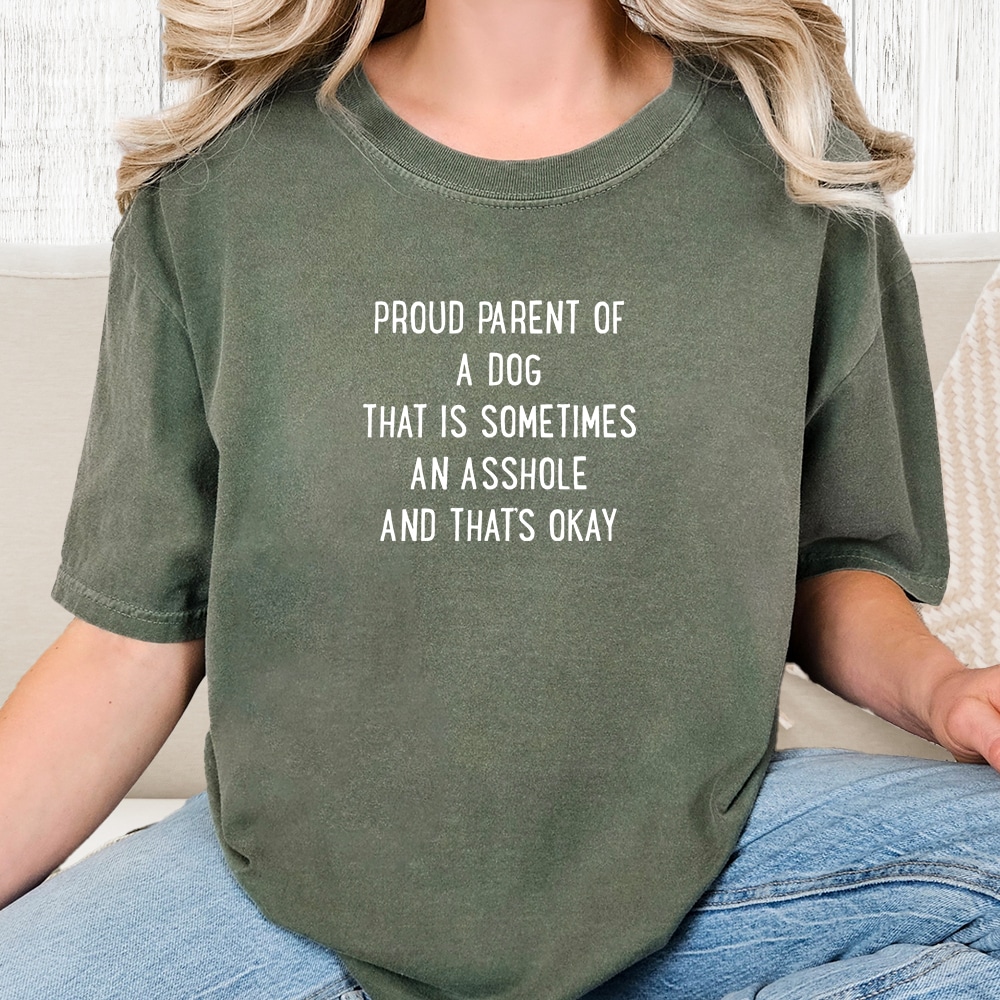 Comfort Colors Proud Parent Of A Dog Vintage Washed Tee - Moss