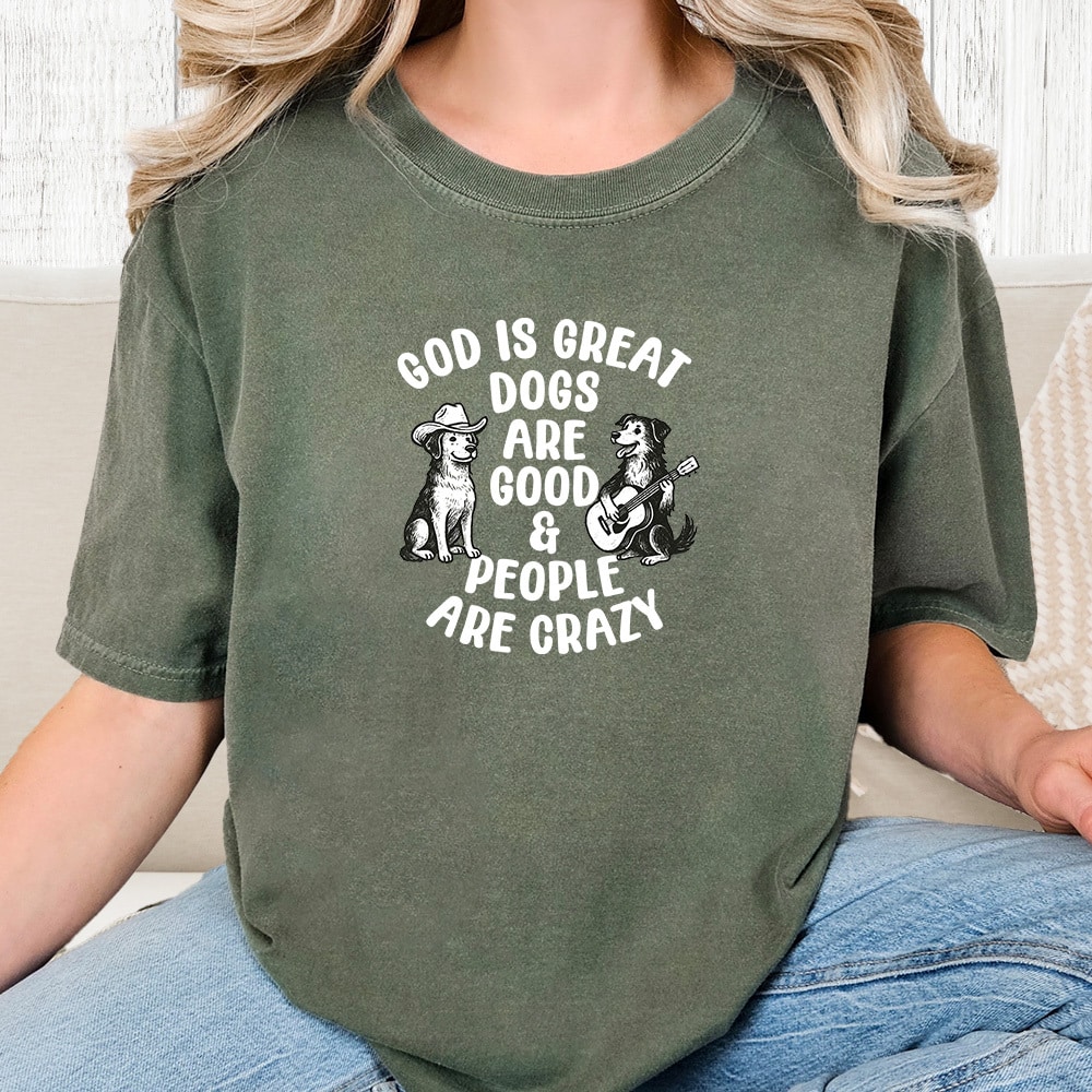 Comfort Colors God Is Great Country Vintage Washed Tee - Moss