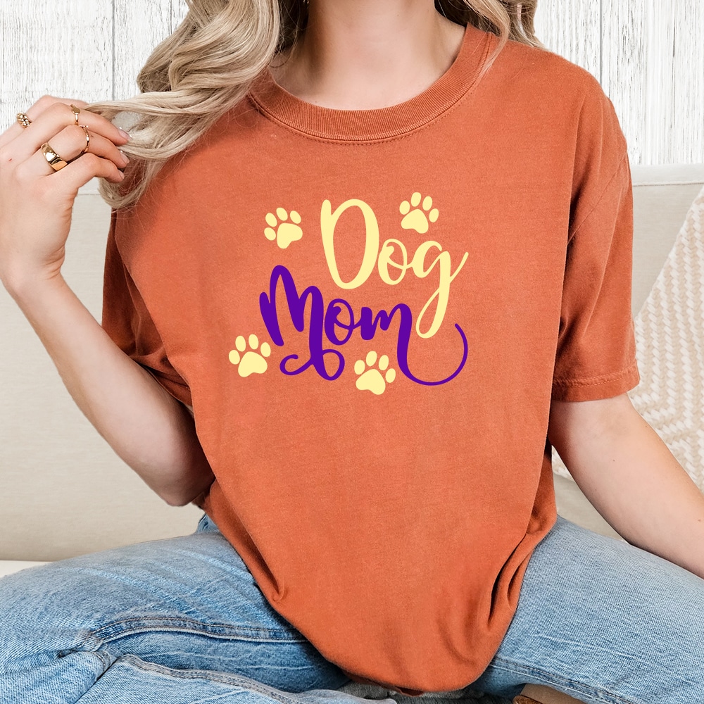 Comfort Colors Elegant Dog Mom Vintage Washed Tee - Yam