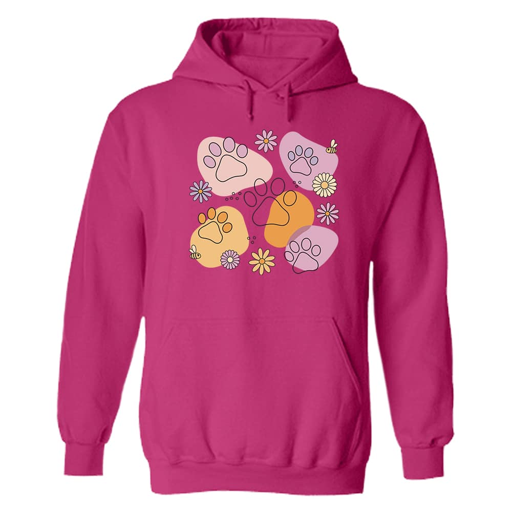 Flower Power Paws Hoodie Pink