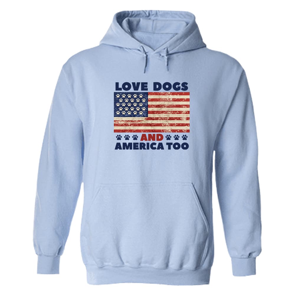 Love Dogs And America Too Hoodie Light Blue