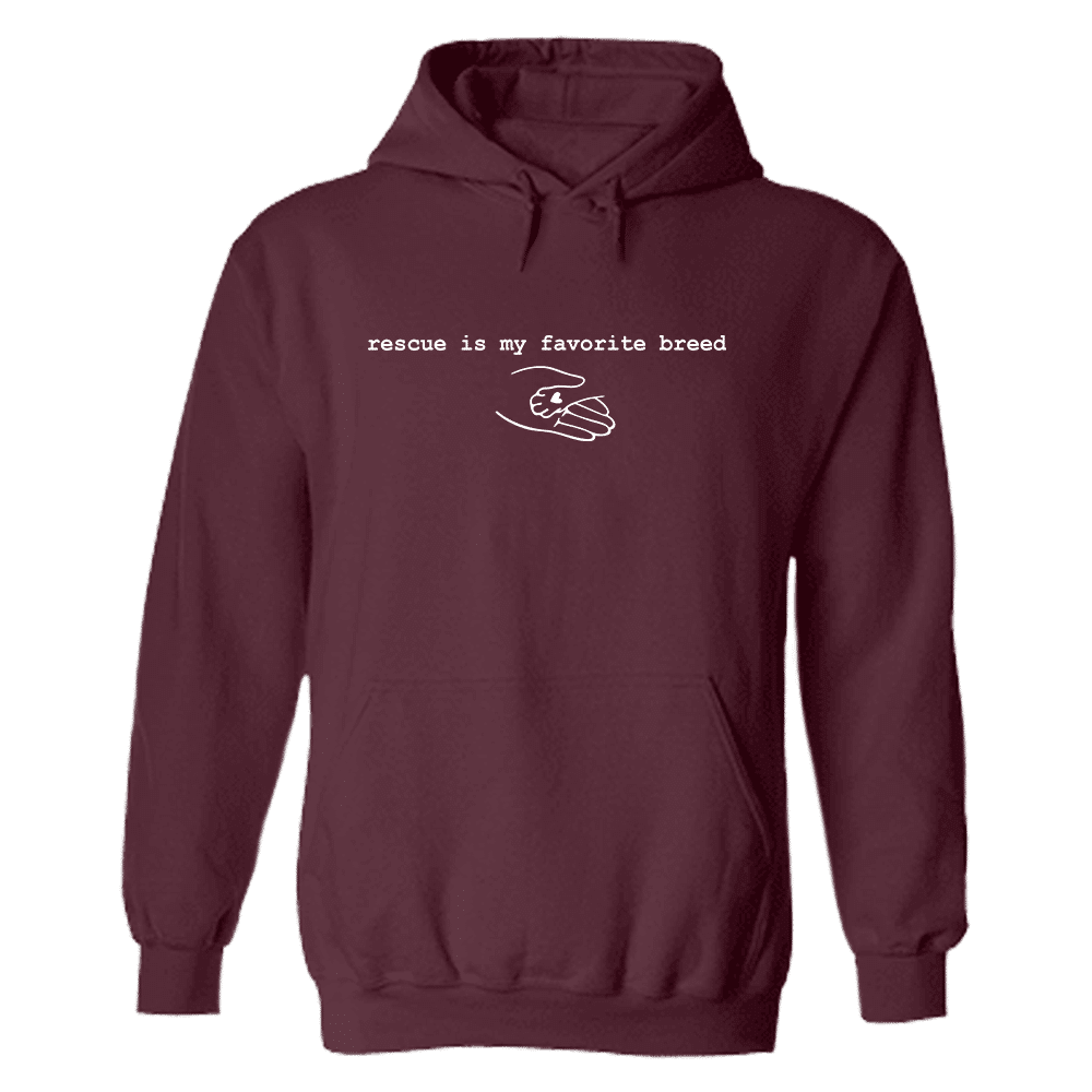 Rescue Is My Favorite Breed Hoodie Maroon