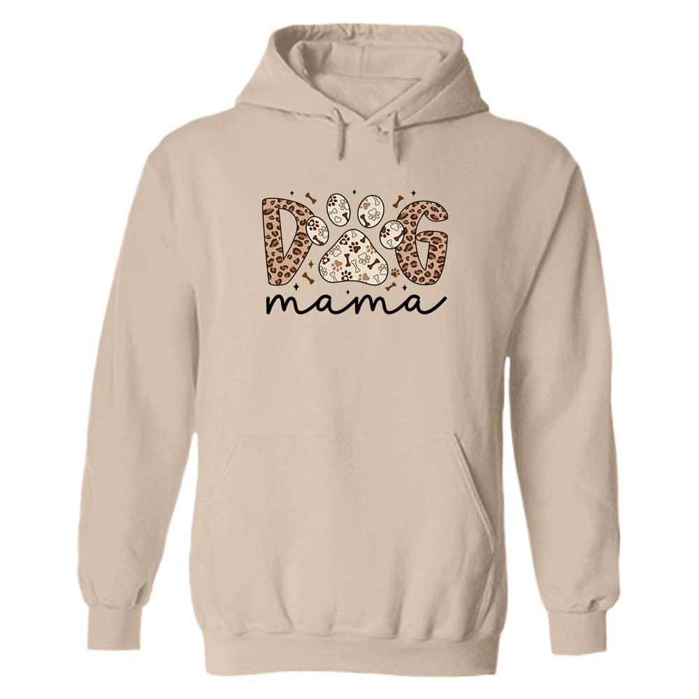 Leopard Dog Mama Hoodie Sand