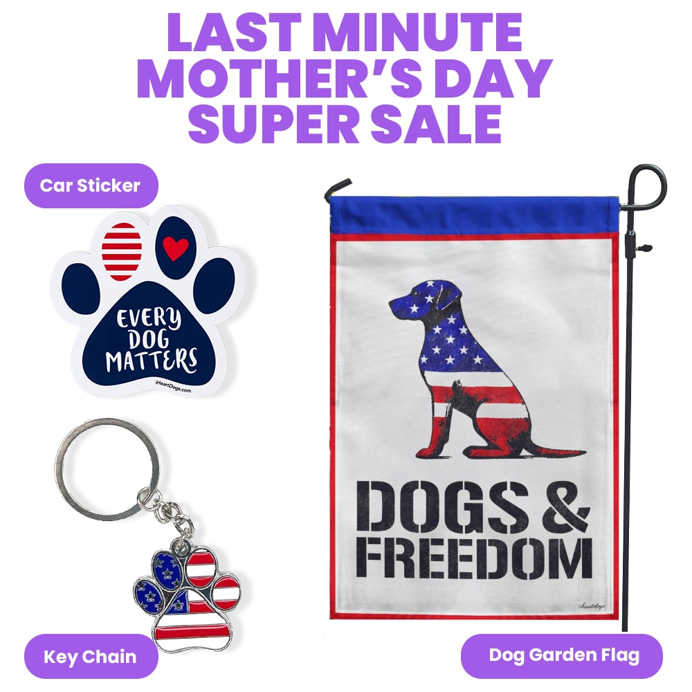 Mother’s Day Super Sale! Dogs & Freedom Patriotic Garden Flag, Every Dog Matters Paw Car Magnet and USA Paw Flag Paw Keychain
