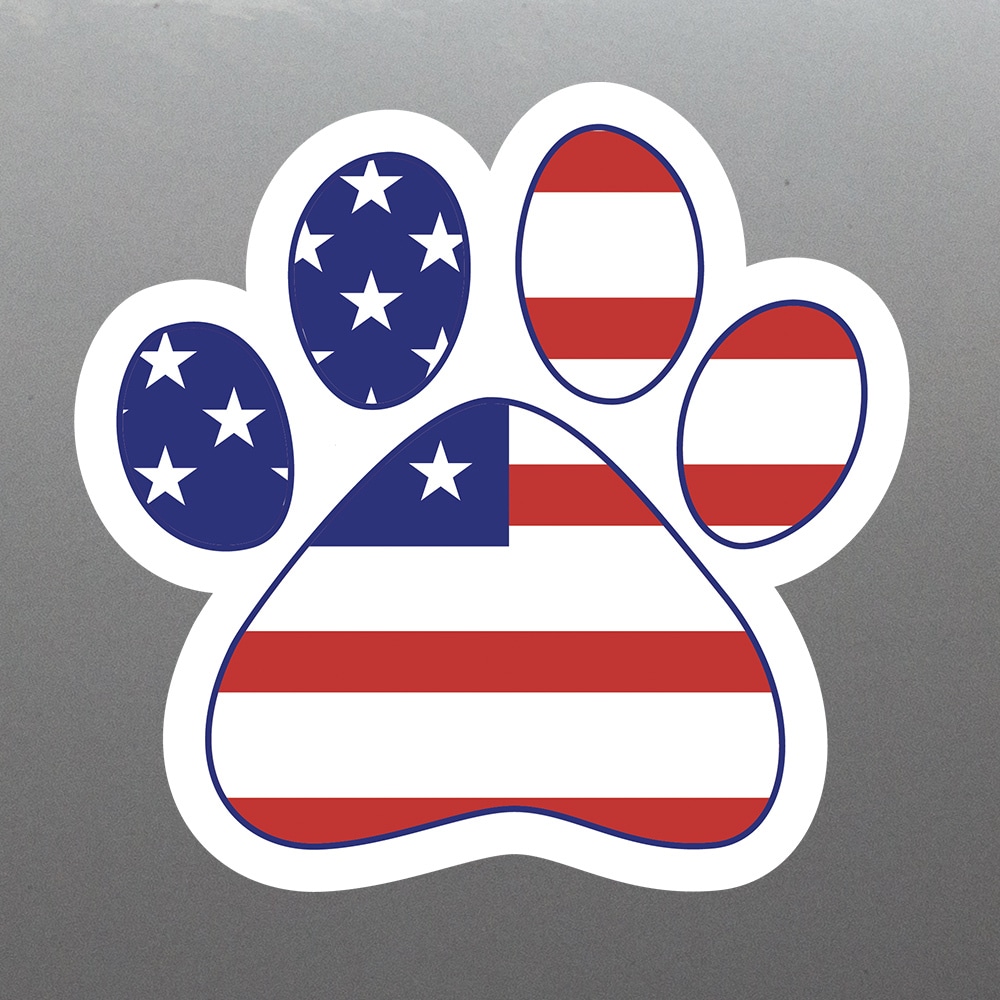 Patriotic Paw Print American Flag Car Magnet- Great for Kitchen Fridge,  Home Decor- Helps Feed Hungry Shelter Dogs in Need
