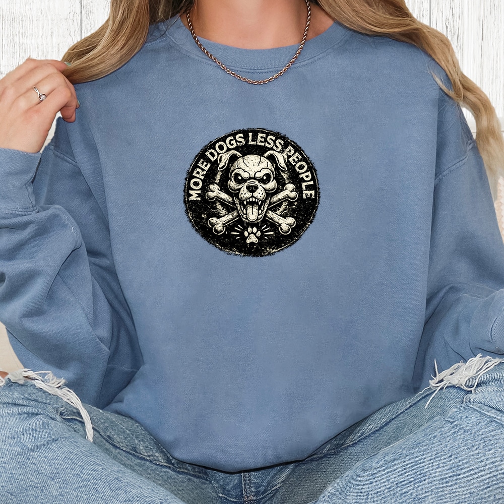 Comfort Colors More Dogs Less People Premium  Sweatshirt - Blue Jean