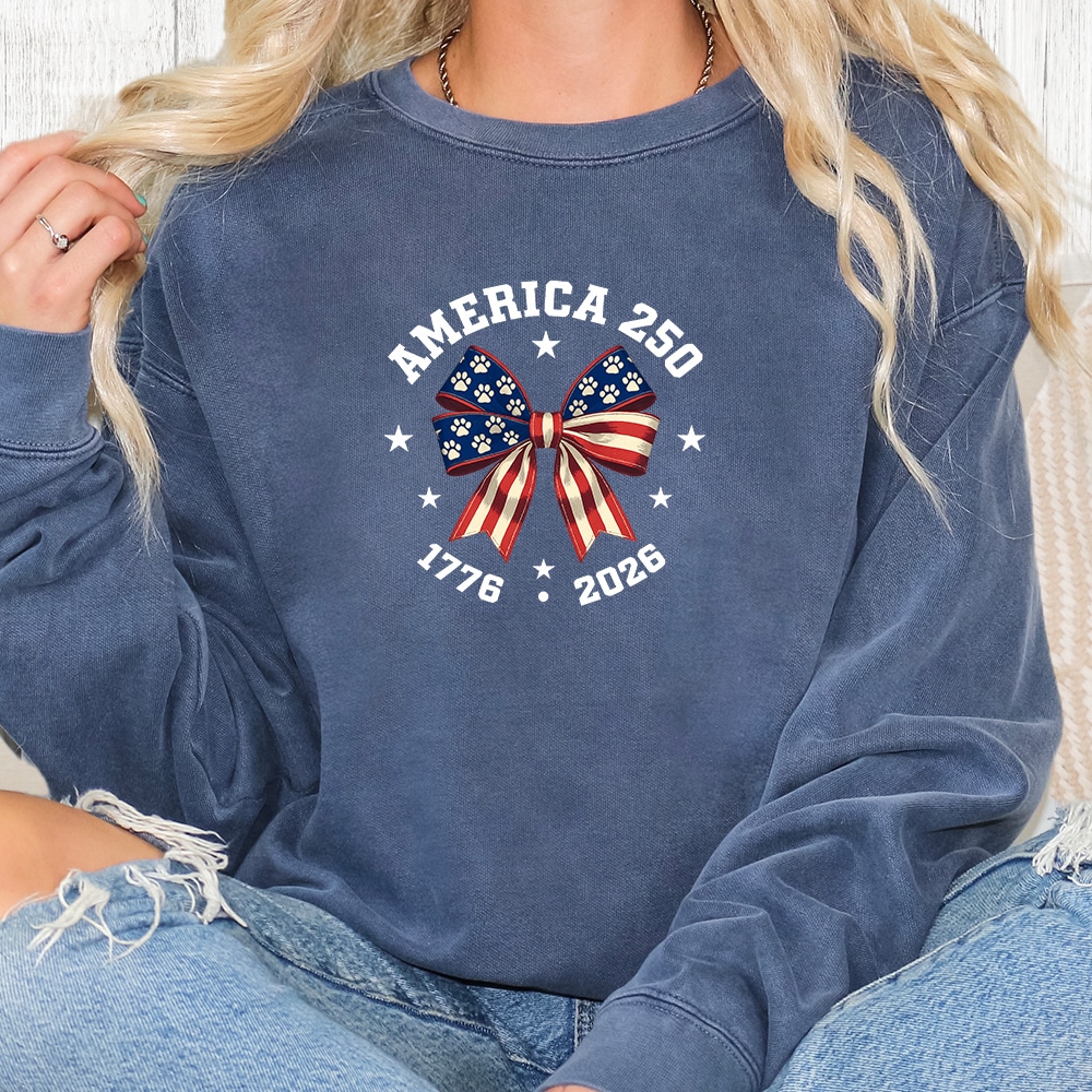 Comfort Colors America 250 Patriotic Dog Lover Premium  Sweatshirt - Denim