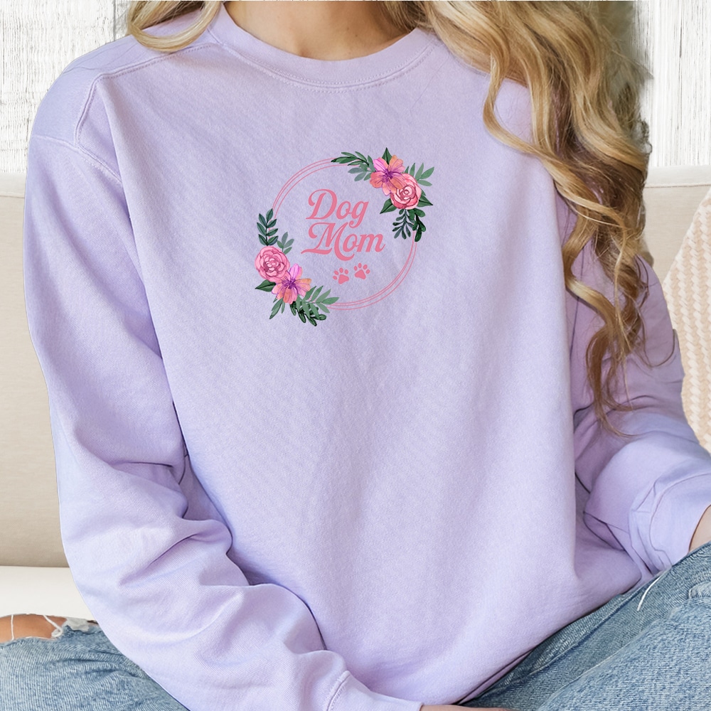 Comfort Colors Dog Mom Roses Premium  Sweatshirt - Orchid