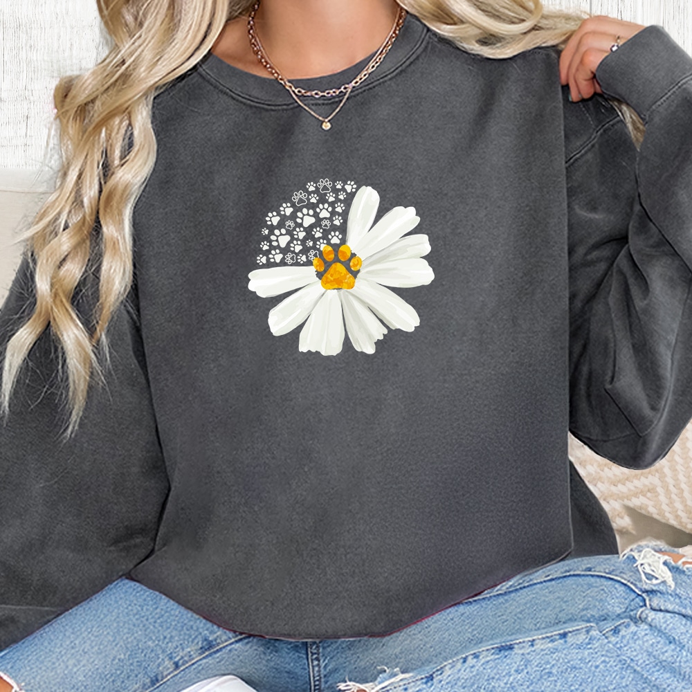 Comfort Colors Golden Paw Bloom Premium  Sweatshirt - Pepper