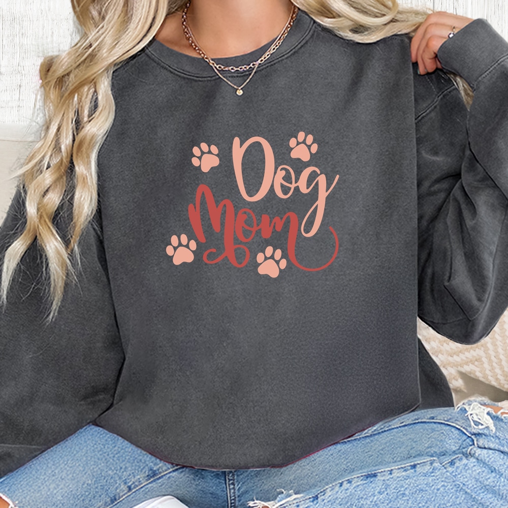 Comfort Colors Elegant Dog Mom Premium  Sweatshirt - Pepper