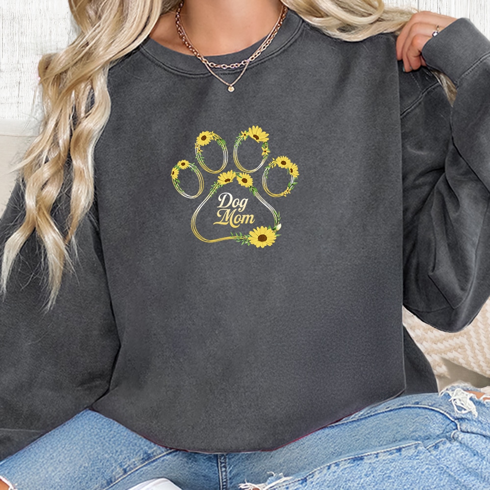 Comfort Colors Dog Mom In Bloom Premium  Sweatshirt - Pepper