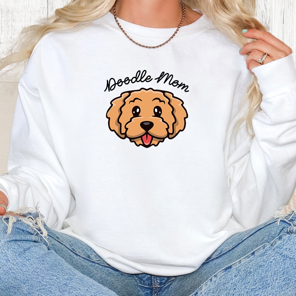 Comfort Colors Smiling Doodle Mom Premium  Sweatshirt - White