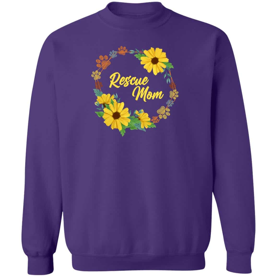 Rescue Mom Flower Wreath Sweatshirt Purple
