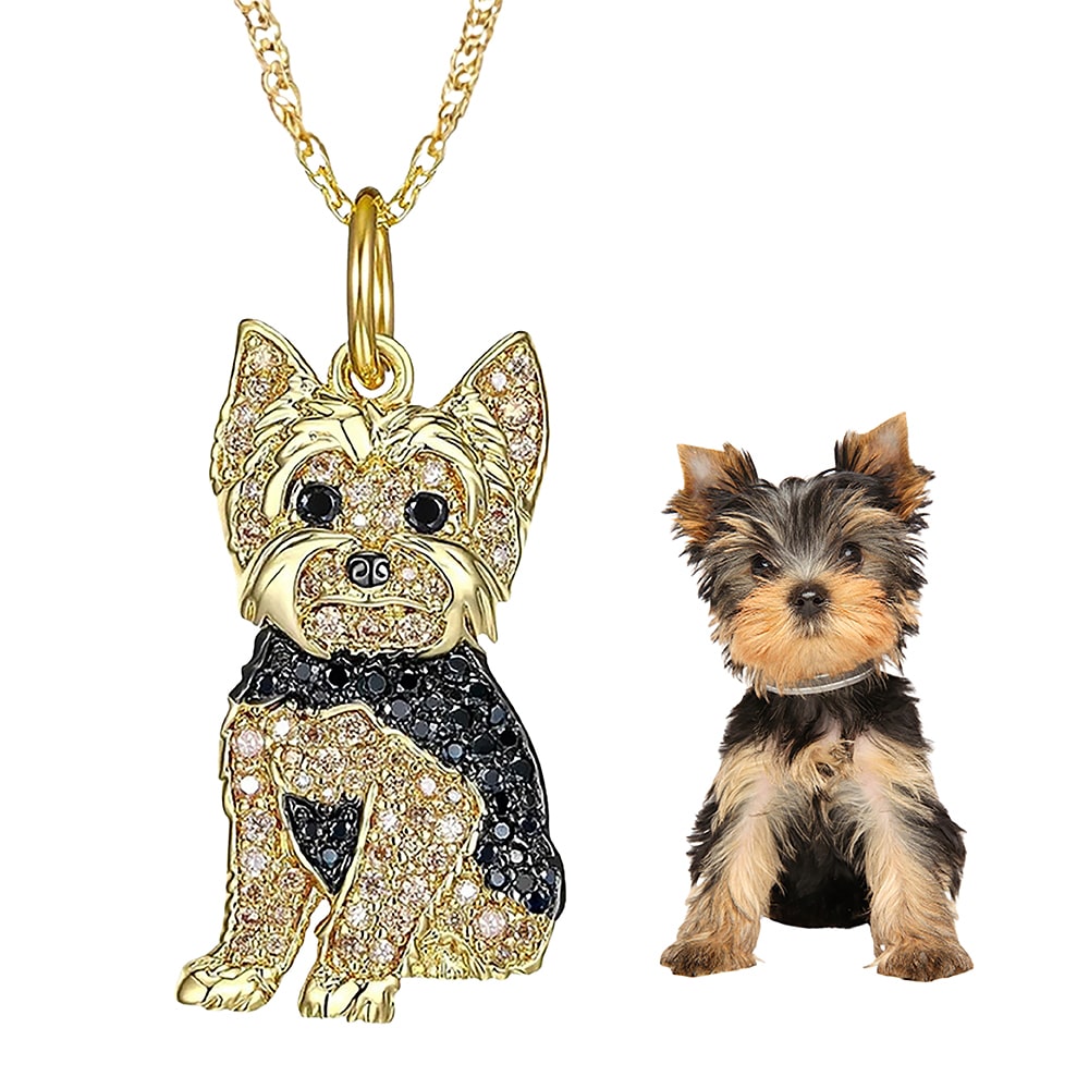 Golden Glam Yorkie Necklace