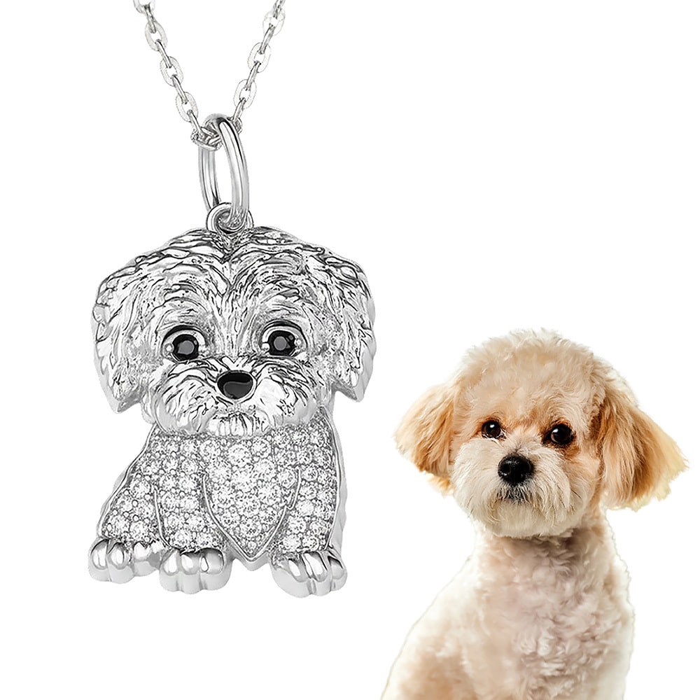 Dazzling Maltese Pup Necklace