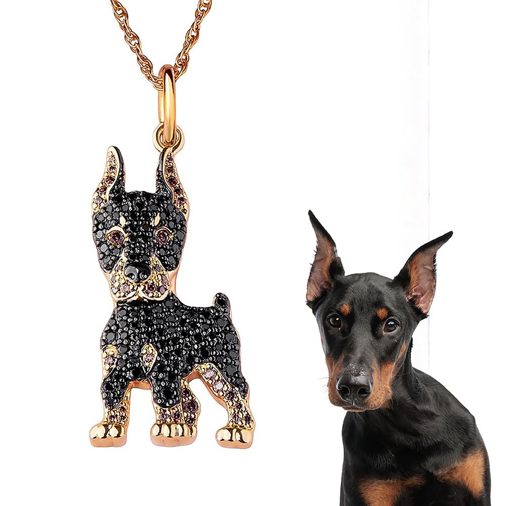Midnight Glam Doberman Necklace