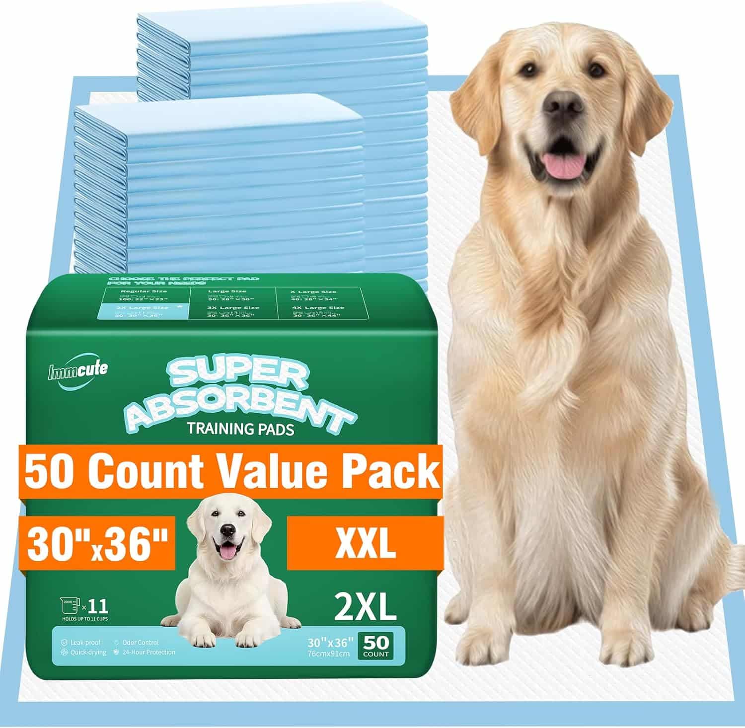 50 pack large dog pee pads