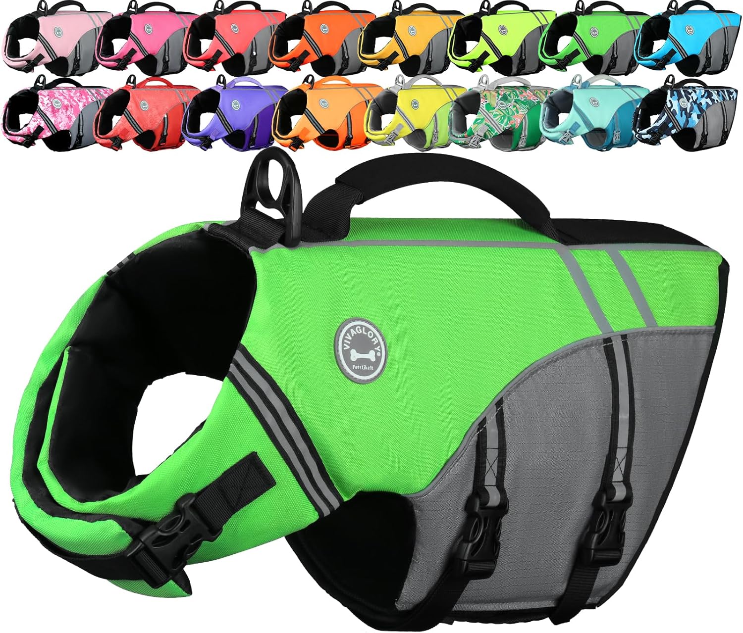 VIVAGLORY sports style dog life vest for swimming