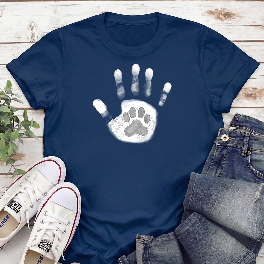 Dog Paw Handprint Standard Tee Navy
