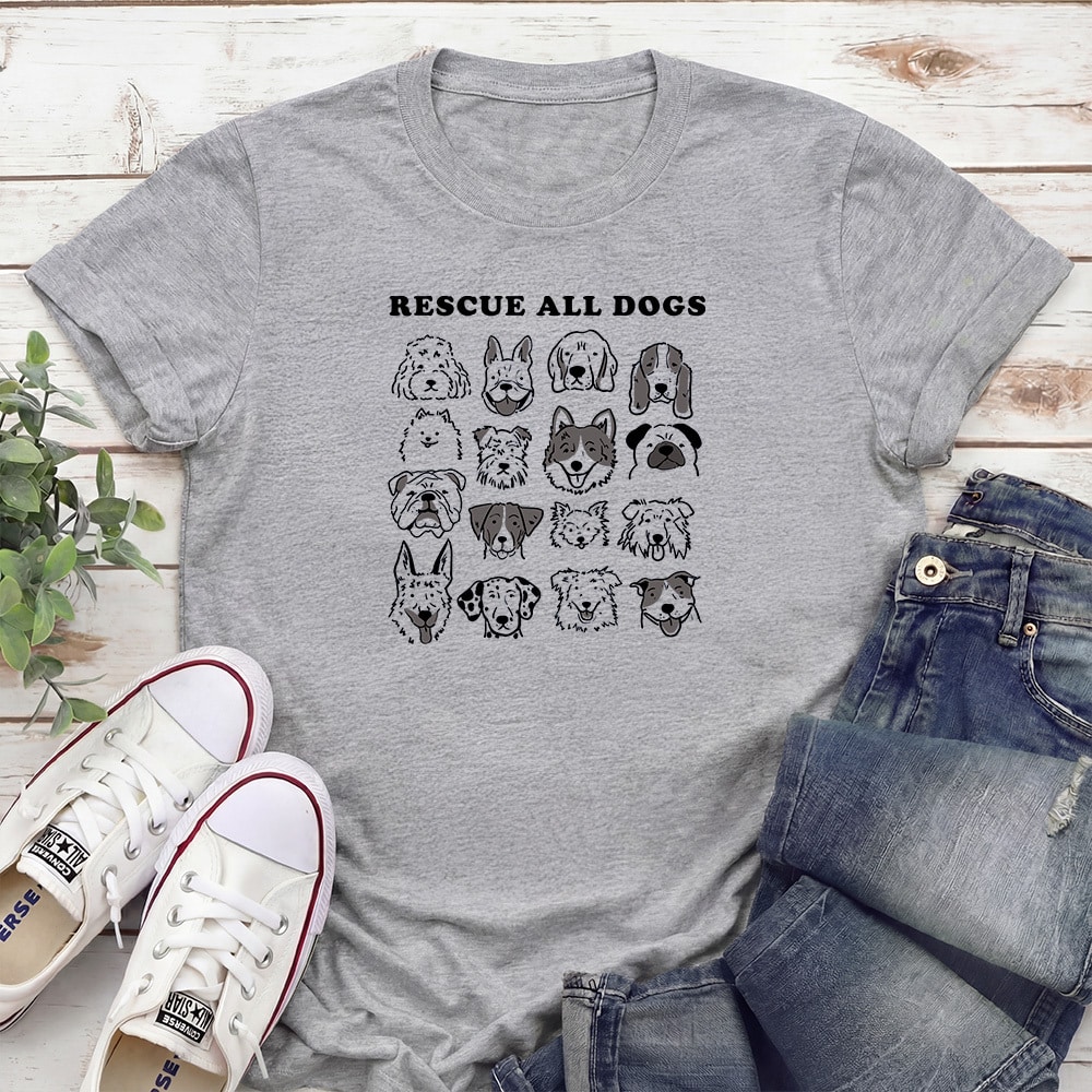 Save Dogs Rescue Shirt Standard Tee Heather Grey