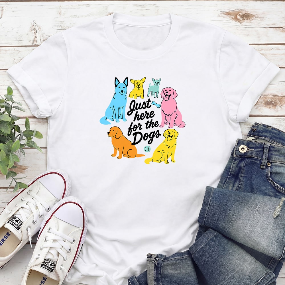 Just Here For The Dogs Standard Tee White
