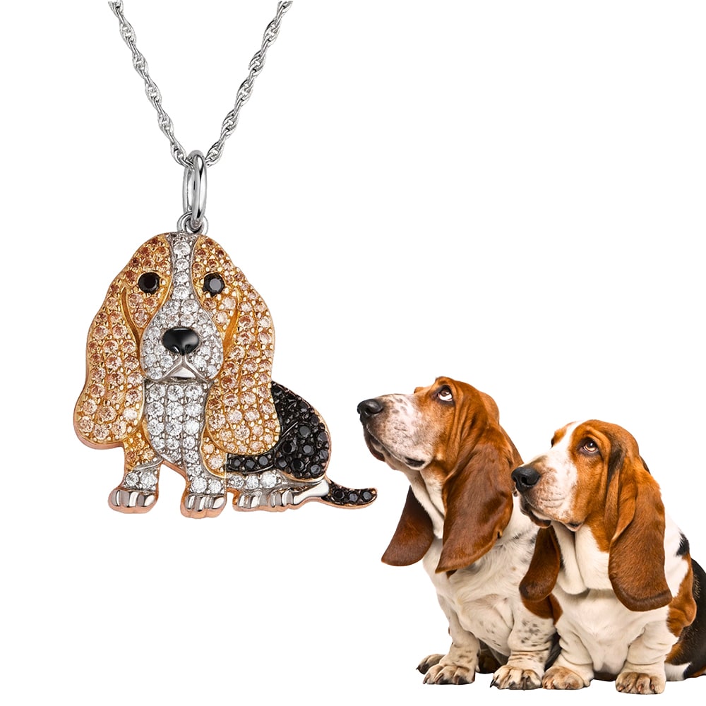 Sparkling Basset Love Necklace
