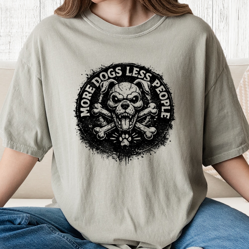 Comfort Colors More Dogs Less People Antisocial Vintage Washed Tee - Sandstone