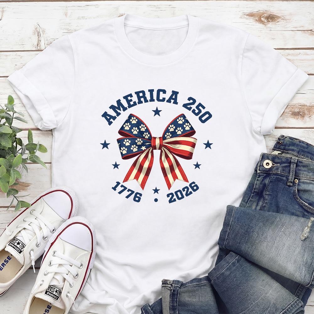 America 250 Paw Bow Standard Tee White