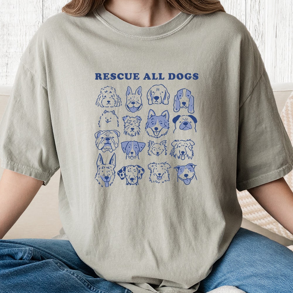 Comfort Colors Save Dogs Rescue Shirt Vintage Washed Tee - Sandstone