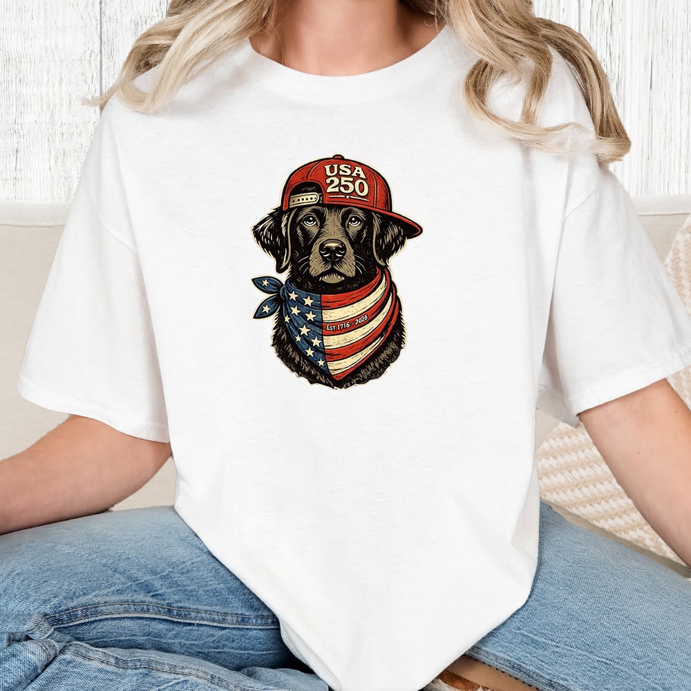 Comfort Colors USA 250 Patriotic Lab Vintage Washed Tee - White