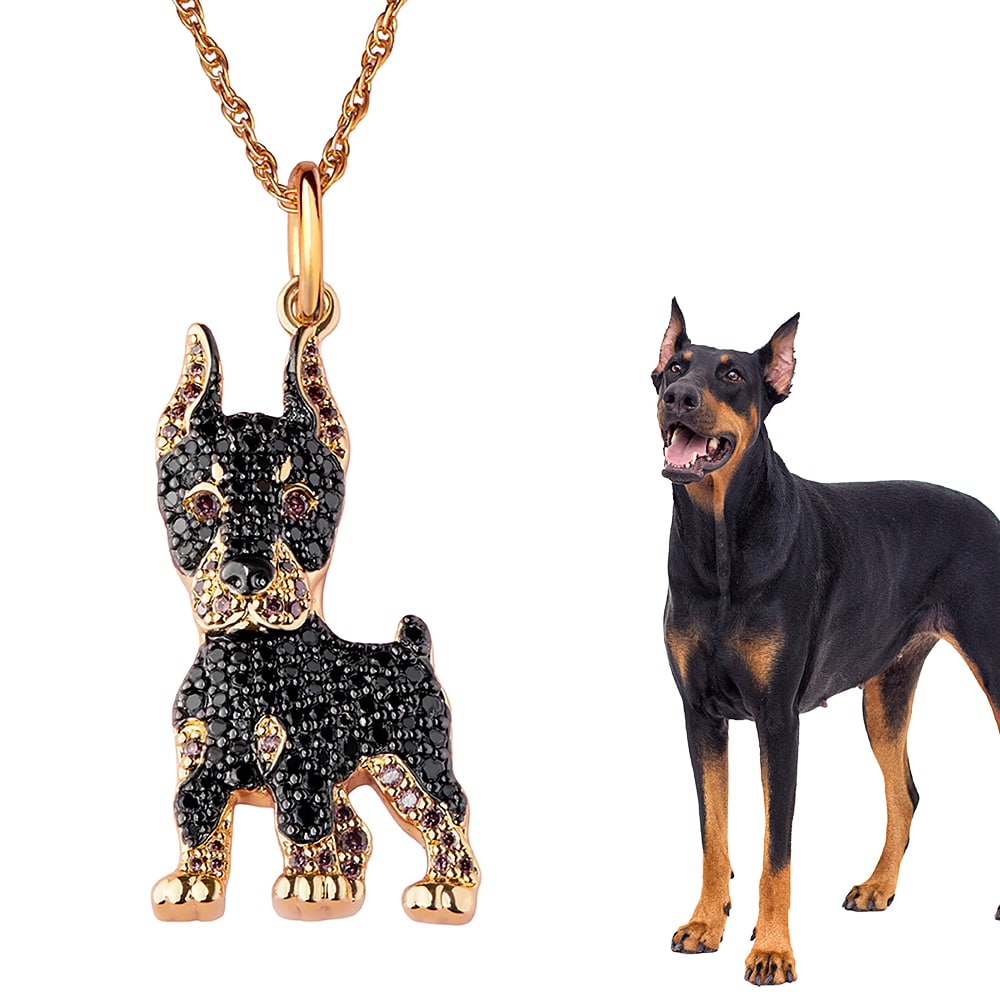 Midnight Glam Doberman Necklace