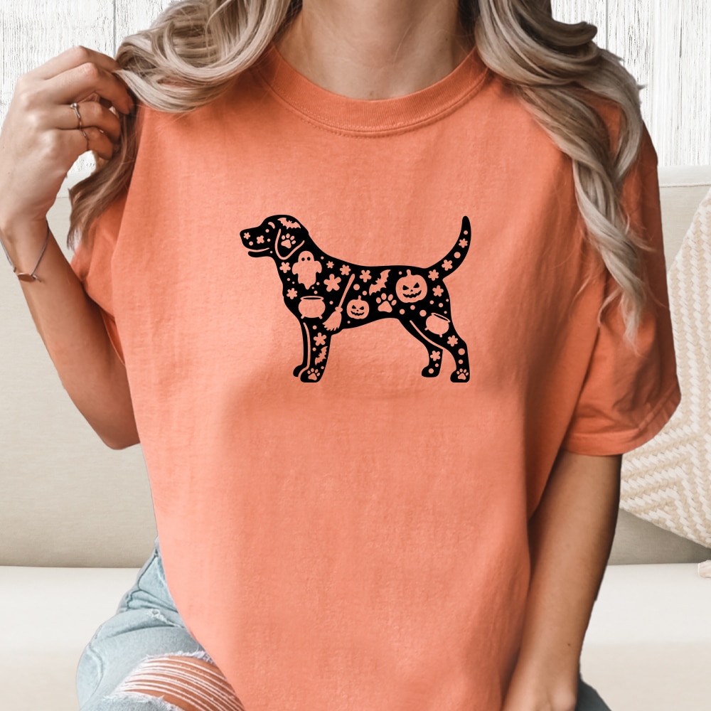 Comfort Colors Spooky Paws & Pumpkins Vintage Washed Tee - Terracotta
