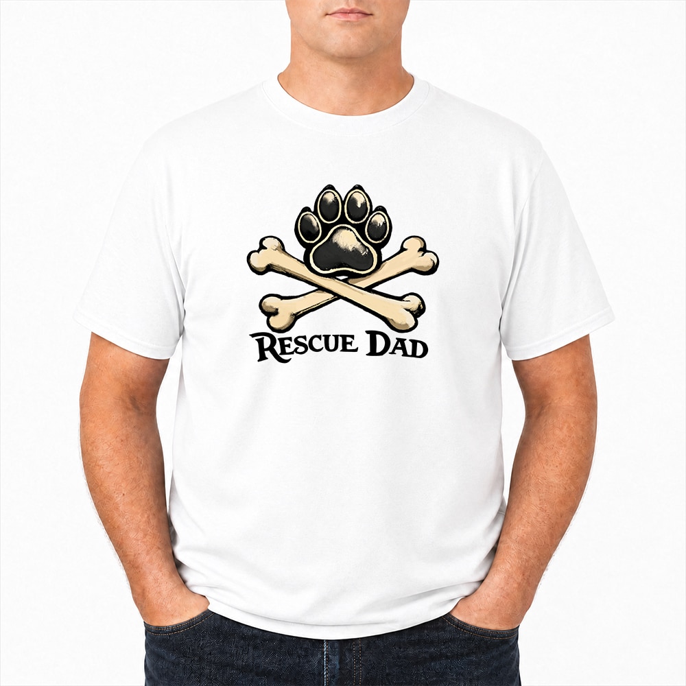 Rescue Dad Paw & Bones Standard Tee White