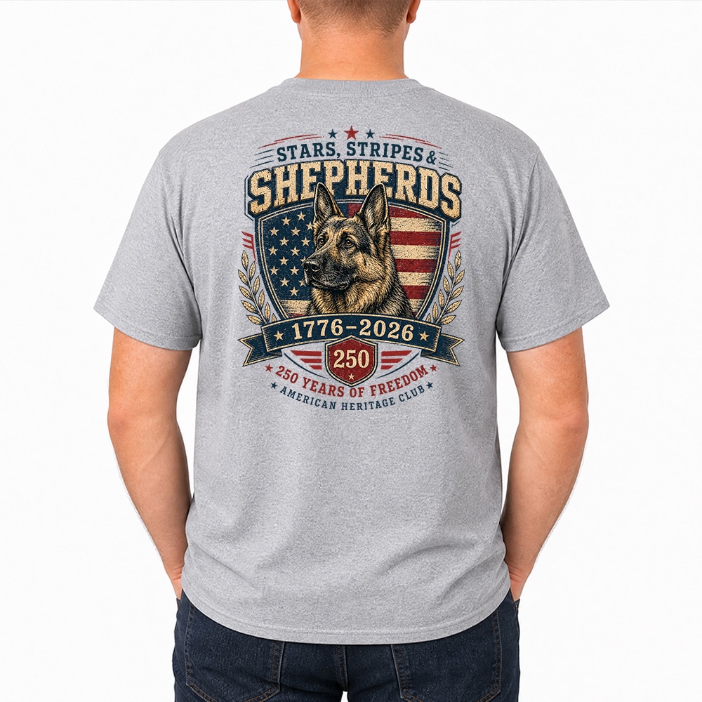 Stars Stripes & Shepherds 1776-2026 Standard Tee Heather Grey