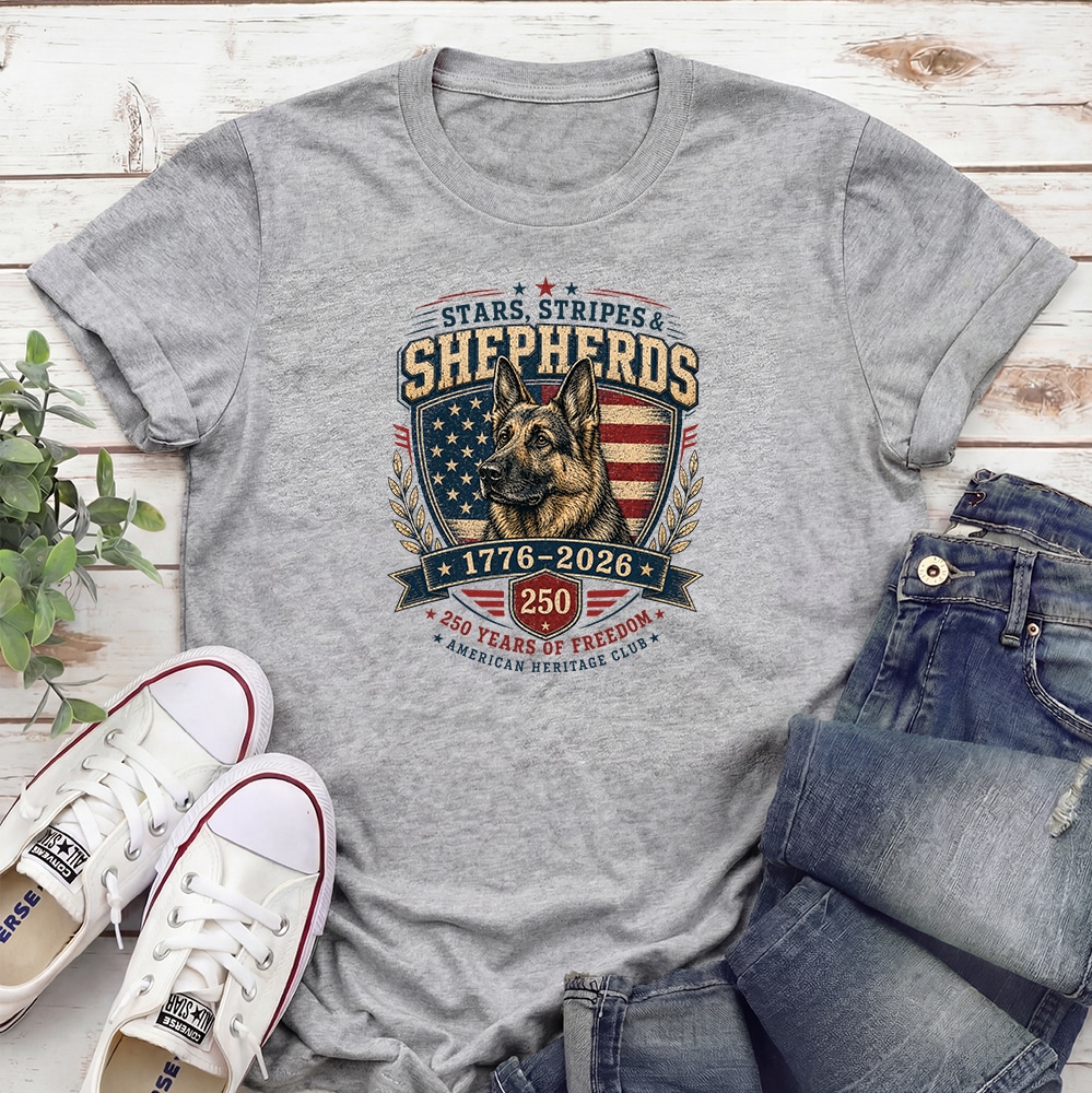 Stars Stripes & Shepherds Standard Tee Heather Grey