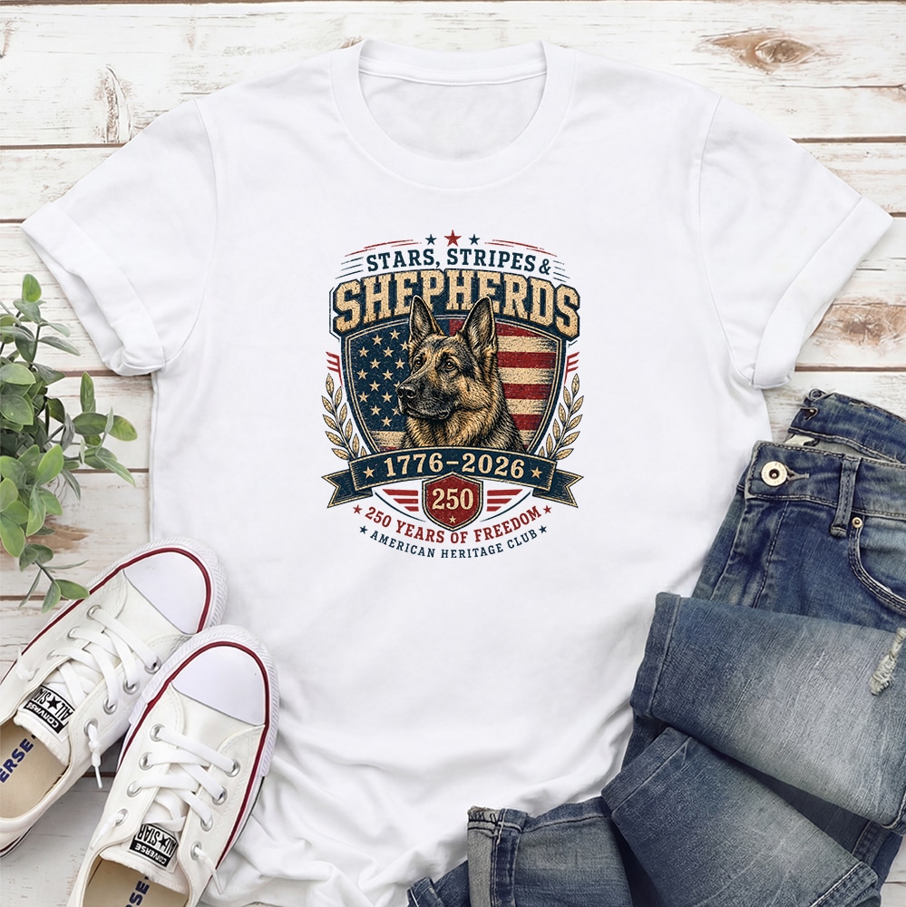 Stars Stripes & Shepherds Standard Tee White
