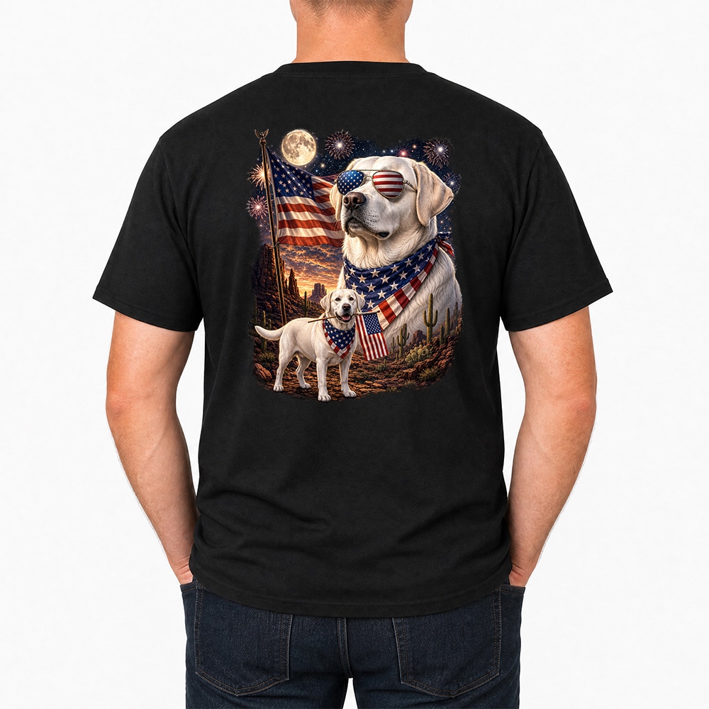 Dog Dad USA Labrador Standard Tee Black