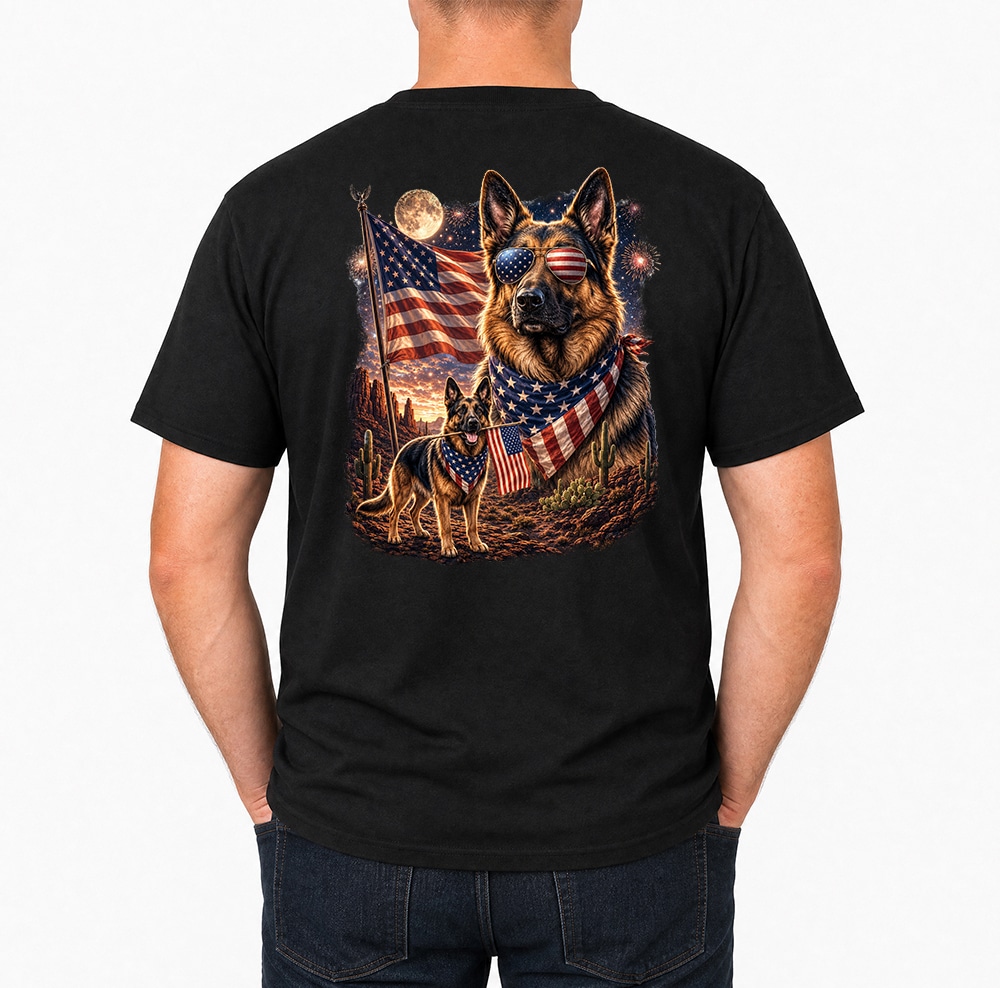Dog Dad USA German Shepherd Standard Tee Black