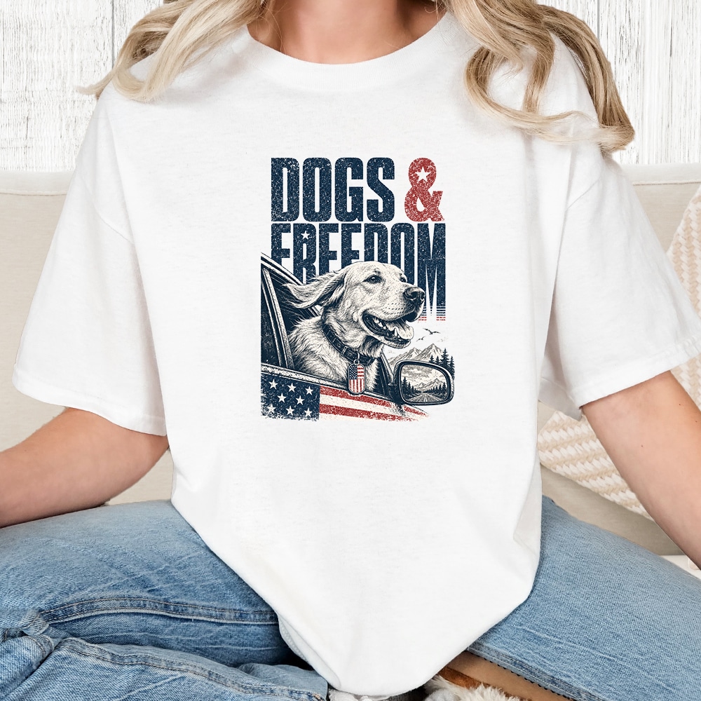 Dogs & Freedom Retriever Standard Tee White