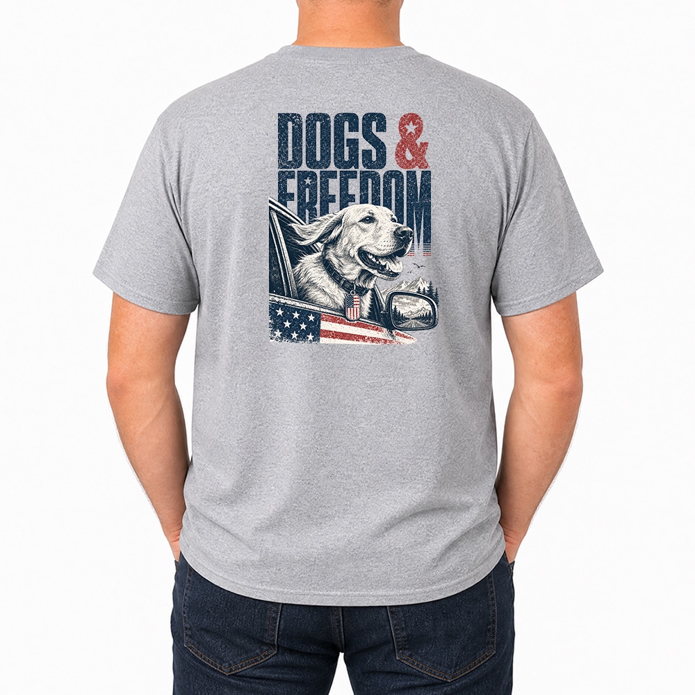 Dogs & Freedom Retriever Standard Tee Heather Grey