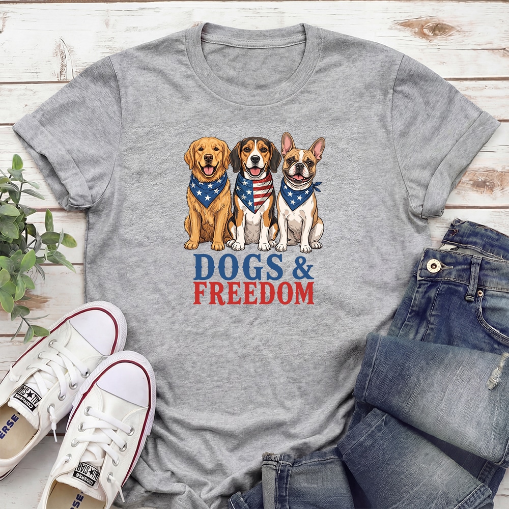 Patriotic Doggie Lover Standard Tee Heather Grey