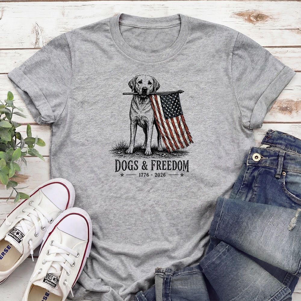 Dogs & Freedom Patriotic Lab Standard Tee Heather Grey