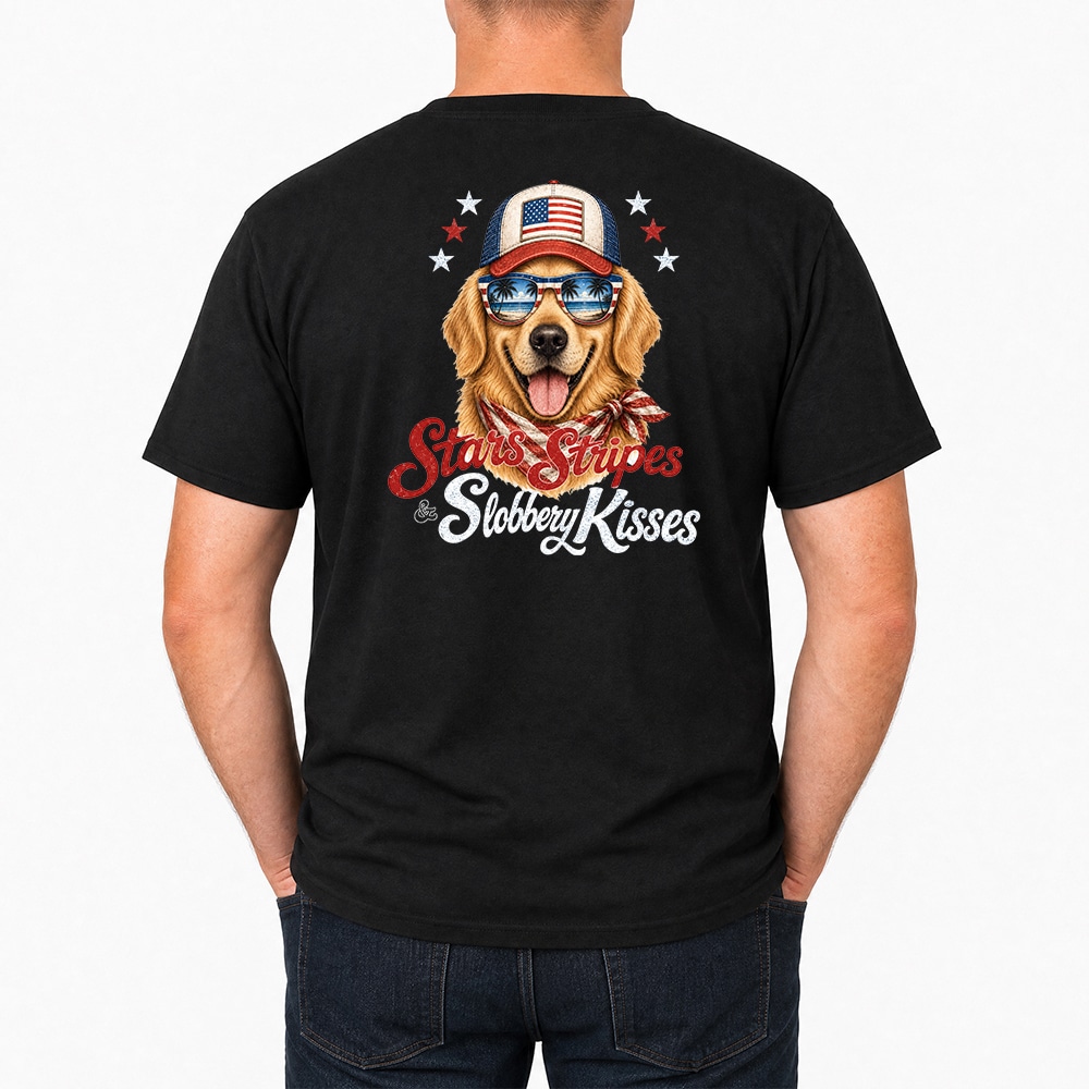 Stars Stripes And Slobbery Kisses Standard Tee Black