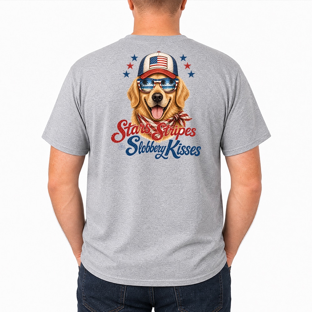 Stars Stripes And Slobbery Kisses Standard Tee Heather Grey