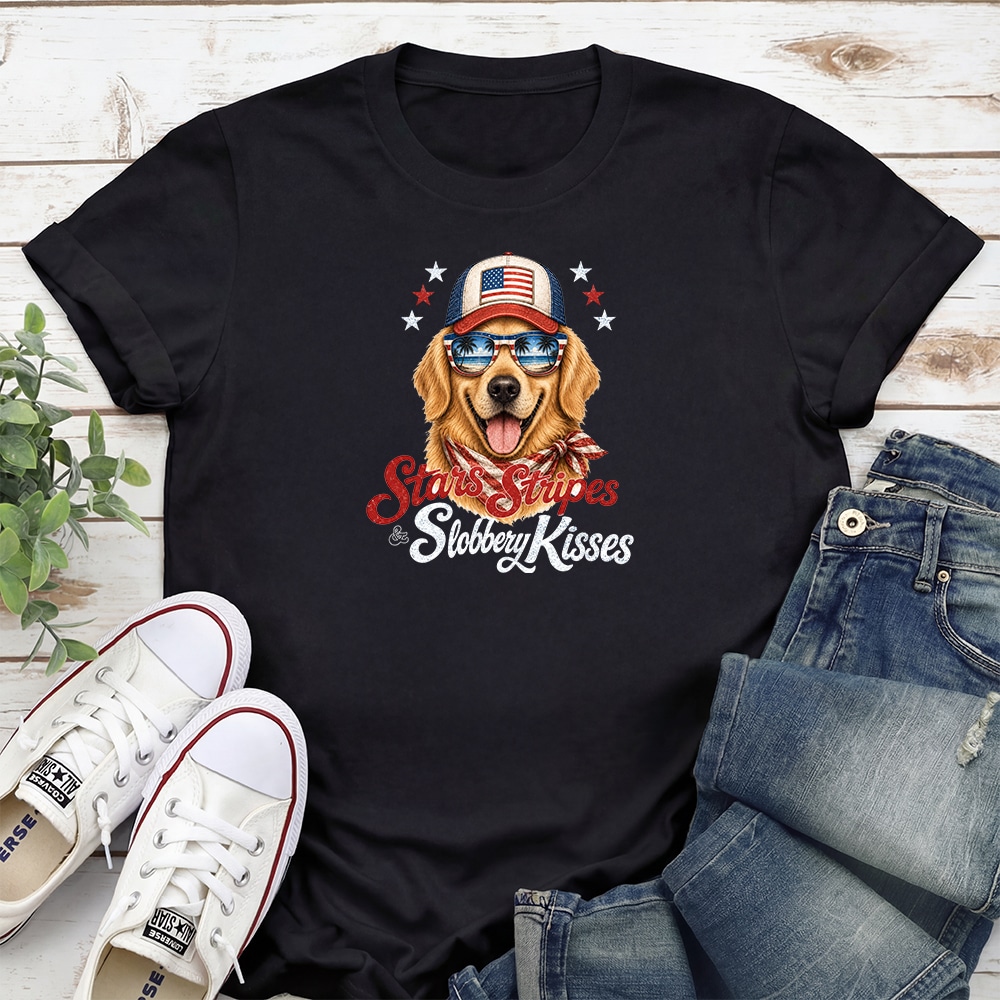 Stars Stripes & Slobbery Kisses Standard Tee Black