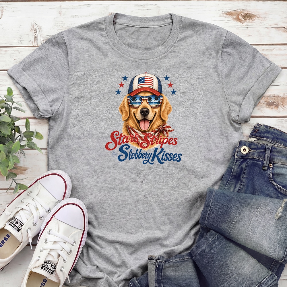 Stars Stripes & Slobbery Kisses Standard Tee Heather Grey