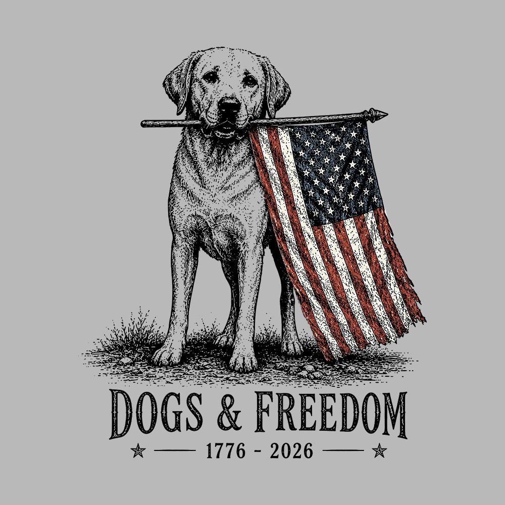 Dogs & Freedom Patriotic Lab Standard Tee Heather Grey - Image 2